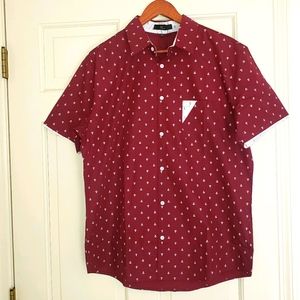 NWT Tawei button down Printed polo style top, XL